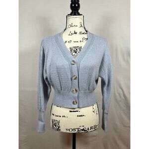 Abercrombie & Fitch XS Light Blue Cropped Knit Cardigan With Buttons